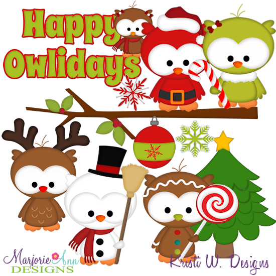 Happy Owlidays SVG Cutting Files Includes Clipart - Click Image to Close